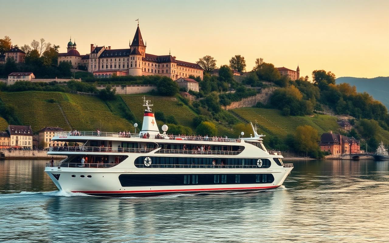 Rhine Getaway — cruise ship sailing past Netherlands, Germany, France, Switzerland