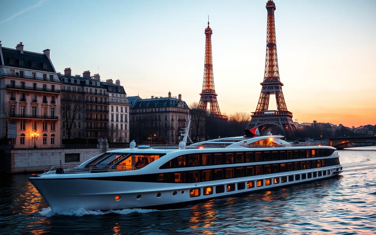 Paris & the Heart of Normandy — cruise ship sailing past France