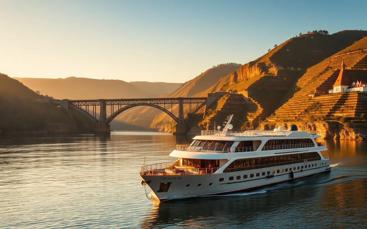 Portugal's River of Gold — cruise ship sailing past Portugal, Spain