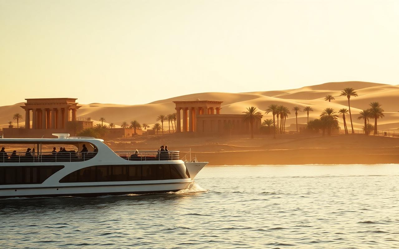 Pharaohs & Pyramids — cruise ship sailing past Egypt