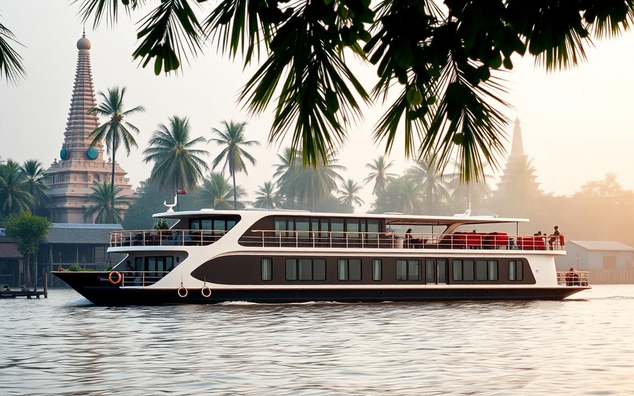 Magnificent Mekong — cruise ship sailing past Vietnam, Cambodia
